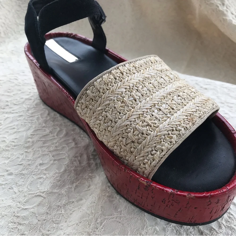 Kenneth Cole Danton platform shoes red/black straps size 9M - Picture 12 of 16